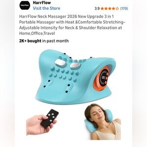 New Harrflow Neck/Shoulder Massager 2026 3 in 1 Portable,Heat,Stretching,Relax